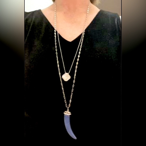 2 in 1 BEAUTIFUL NWT WHBM CONVERTIBLE DOUBLE PENDANT NECKLACE. Silver tone. - Picture 1 of 8